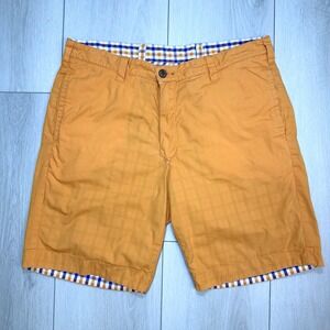 Unbranded Mens 35 Waist Reversible Orange‎ Gingham Shorts Clemson Paw Summer